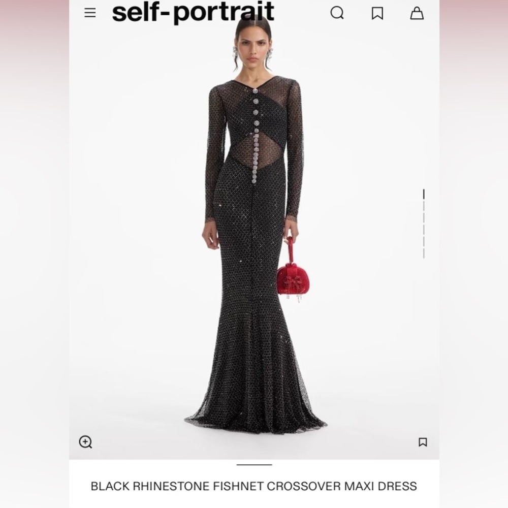 Self-portrait fishnet rhinestone dress